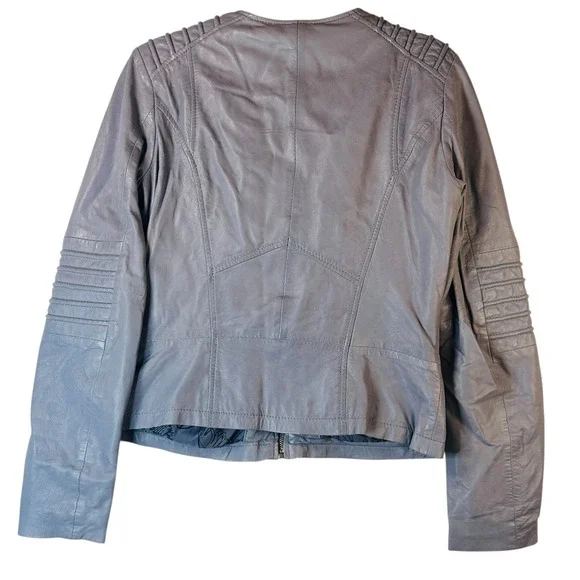 Rino & Pelle Abigail Leather Jacket Women's 40 Lavender Moto Zip‎ Lambskin READ